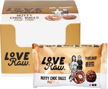 Loveraw Nutty Choc Balls M:lk Choc 9x28g