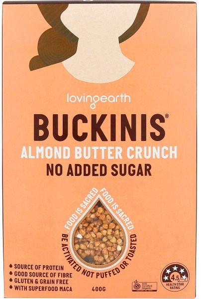Loving Earth Buckinis Almond Butter Crunch No Added Sugar 400g