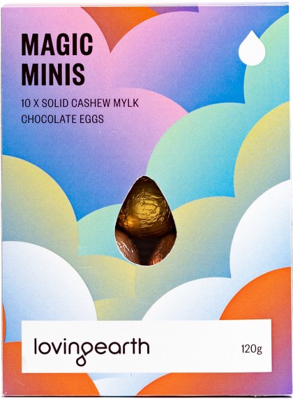 Loving Earth Organic Magic Minis (10xSolid Cashew Mylk Eggs wrapped in foil) 120g