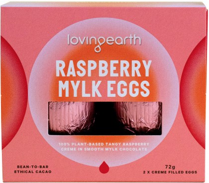 Loving Earth Organic Raspberry Mylk Eggs  2 Pack 72g