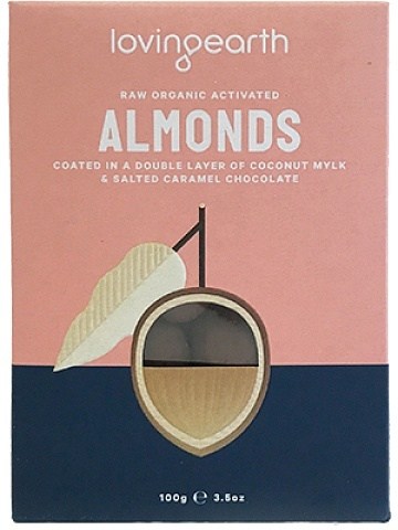 Loving Earth Raw Organic Activated Almonds Coated in Mylk & Salted Caramel Choc  100g