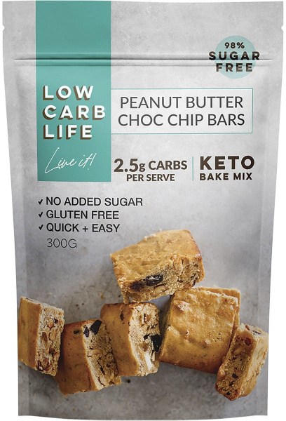 Low Carb Life Peanut Butter Choc Chip Bars Keto Bake Mix 300g