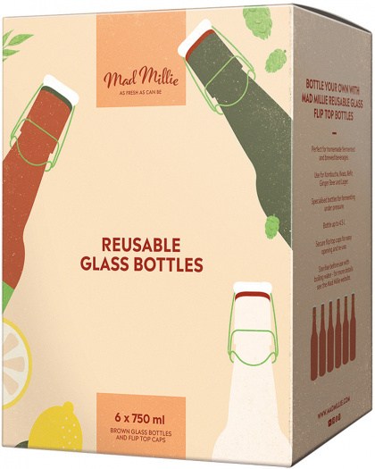 MAD MILLIE Bottle Amber with Flip Top 750ml x 6 Pack