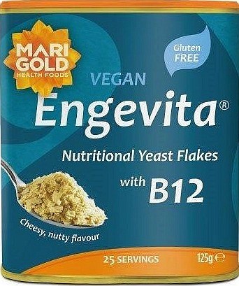 Marigold Engevita Yeast Flakes with added B12 + Zinc (Blue) 125gm NOV23