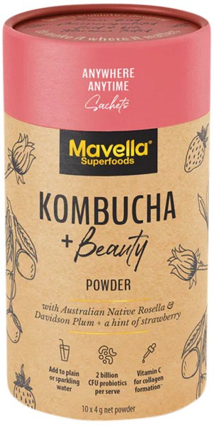MAVELLA SUPERFOODS Kombucha + Beauty Powder with Australian Native Rosella & Davidson Plum & Strawbe
