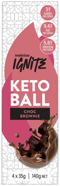 MELROSE Ignite Keto Ball Choc Brownie 35g x 4 Pack