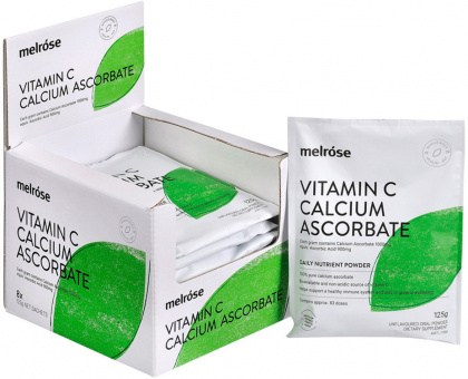 MELROSE Vitamin C Calcium Ascorbate Oral Powder Sachet 125g x 8 Display