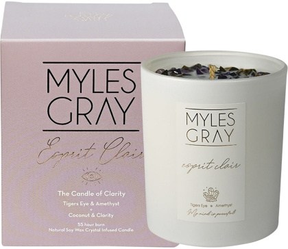 Myles Gray Crystal Infused Soy Candle Large Coconut & Clarity 285g