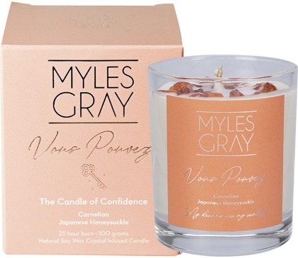 Myles Gray Crystal Infused Soy Candle Mini Japanese Honeysuckle 100g