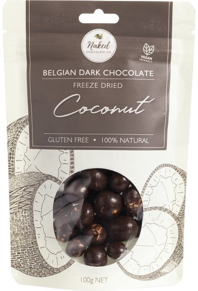 Naked Chocolate Co Freeze Dried Coconut Dark Chocolate 100g