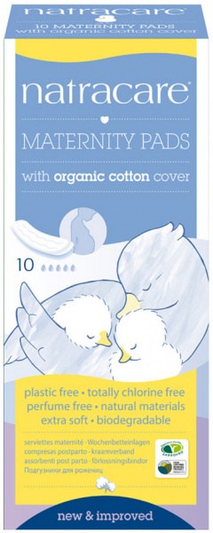 NATRACARE Maternity Pads with Organic Cotton Cover x 10 Pack