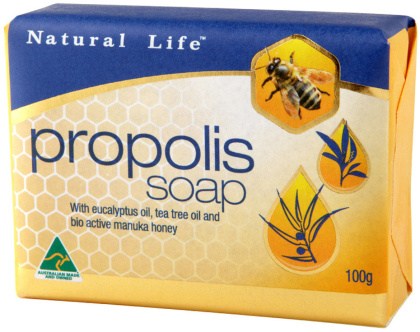 NATURAL LIFE Propolis Soap with Eucalyptus, Tea Tree Oil & Bio Active Manuka Honey 100g