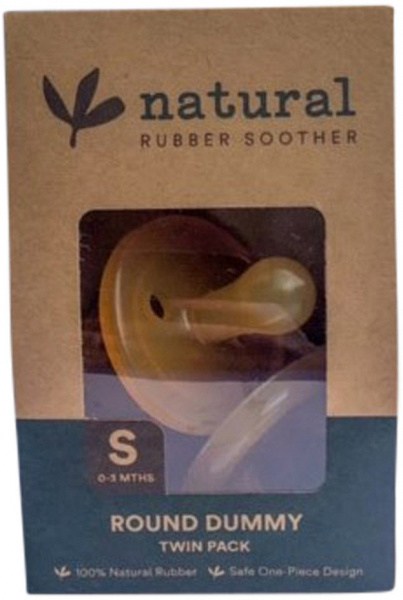 NATURAL RUBBER SOOTHER Round Dummy Small (0-3 Months) Twin Pack