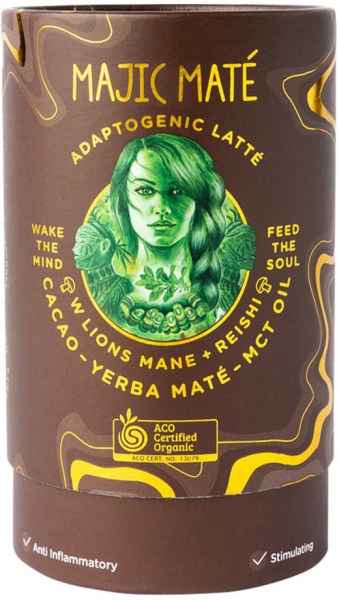 NATURALLY DRIVEN Organic Adaptogenic Latte Majic Mate Cacao (Reishi, Yerba Mate & MCT Oil) 120g
