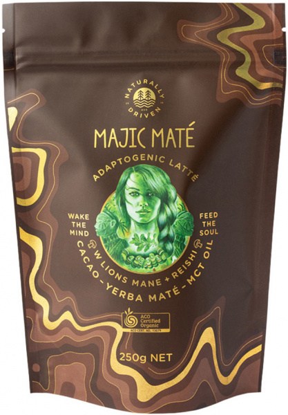 NATURALLY DRIVEN Organic Adaptogenic Latte Majic Mate Cacao (Yerba Mate, Reishi & Spices) 250g