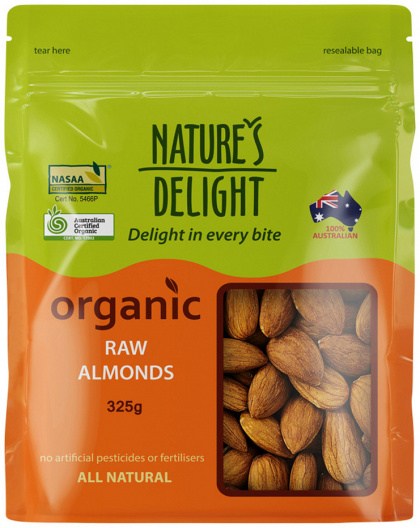 NATURE'S DELIGHT Organic Raw Almonds 325g
