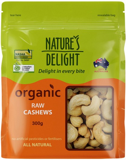 NATURE'S DELIGHT Organic Raw Cashews 300g