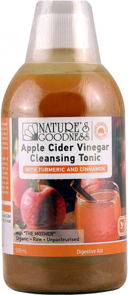 Natures Goodness Apple Cider Vinegar Cleansing Tonic with Turmeric & Cinnamon (The Mother) 500ml