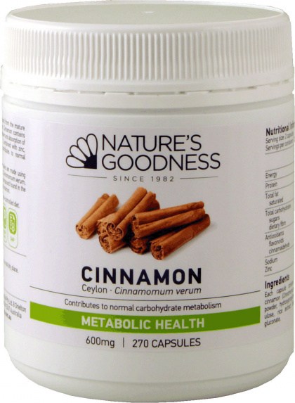 Natures Goodness Cinnamon 600mg/270's caps