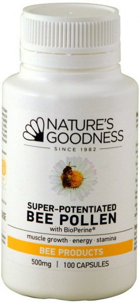 NATURE'S GOODNESS Super-Potentiated Bee Pollen with BioPerine 500mg 100c