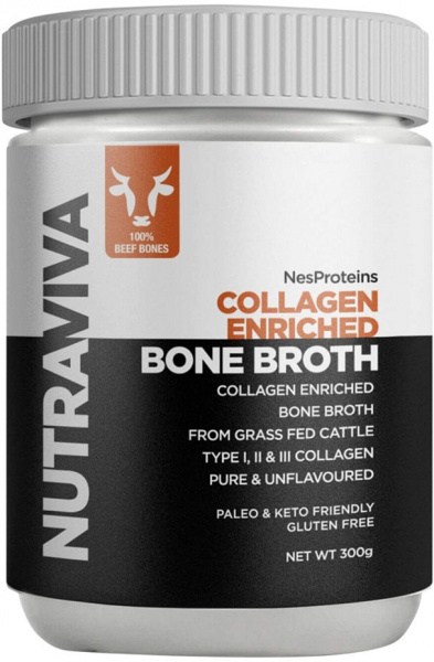 NUTRAVIVA Bone Broth Collagen Enriched (Beef) Pure & Unflavoured 300g
