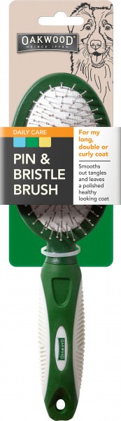 Oakwood Daily Care Pin And Bristle Brush for Coarse or Wooly Coat 1Pack