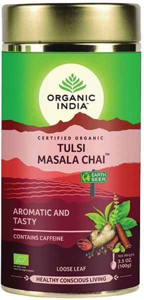 Organic India Tulsi Chai Masala Tea Tin 100g