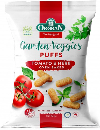 Orgran Garden Veggie Puffs Tomato & Herb  90g