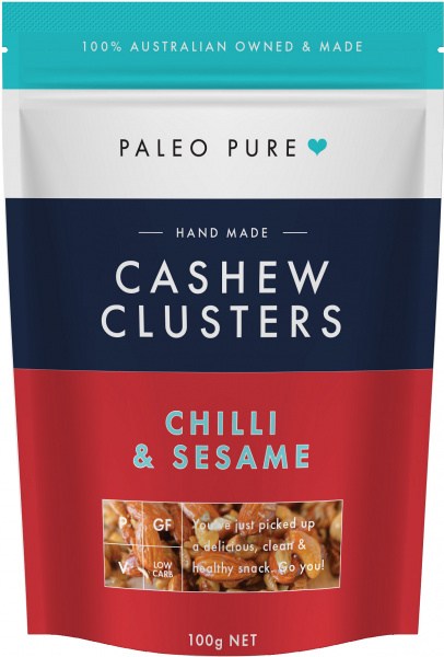 Paleo Pure Cashew Clusters Chilli Sesame 100g