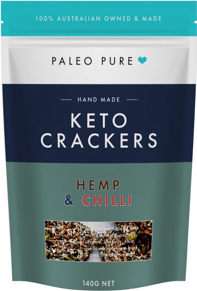 Paleo Pure Keto Crackers Hemp & Chilli 140g JUN22