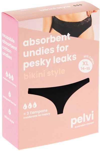 PELVI Leakproof Underwear Bikini Black XL