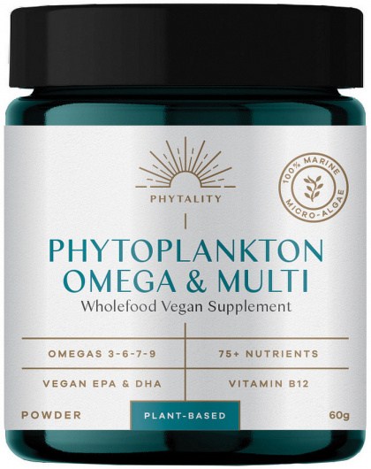 PHYTALITY NUTRITION Phytoplankton Omega & Multi (Wholefood Vegan Supplement) Powder 60g