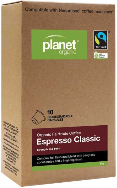 PLANET ORGANIC Coffee Capsules Espresso Classic x 10 Pack
