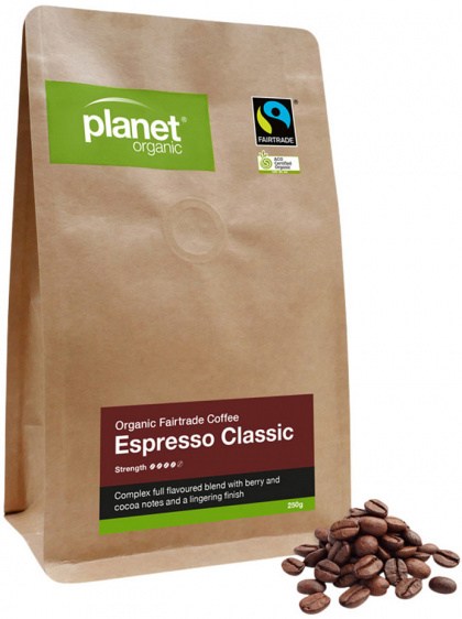 PLANET ORGANIC Coffee Espresso Classic Whole Bean 250g