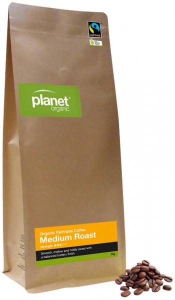 PLANET ORGANIC Coffee Medium Roast Whole Bean 1kg