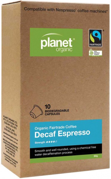 PLANET ORGANIC Organic Coffee Capsules Espresso Decaf x 10 Pack