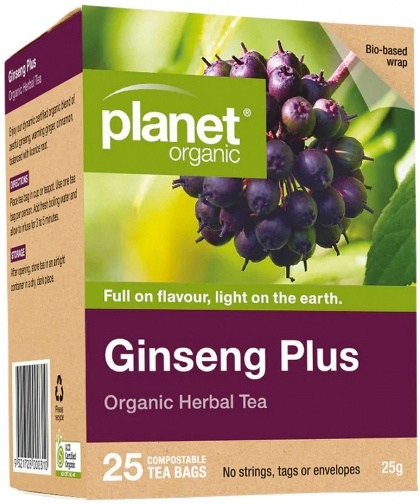 PLANET ORGANIC Organic Ginseng Plus Herbal Tea x 25 Tea Bags