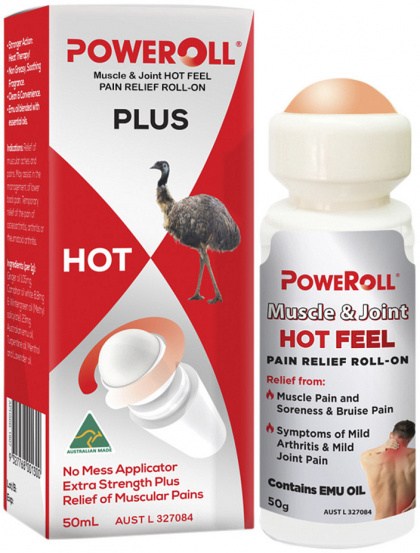 POWEROLL Muscle & Joint Hot Feel Pain Relief Plus Oil Roll-On 50ml
