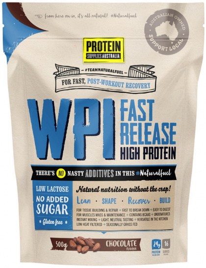 PROTEIN SUPPLIES AUSTRALIA Protein WPI (Fast Release High Protein) Chocolate 500g