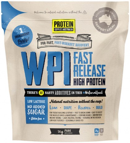 PROTEIN SUPPLIES AUSTRALIA Protein WPI (Fast Release High Protein) Pure 1kg