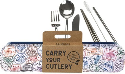 Retrokitchen Passport Stamps Stainless Steel Cutlery Set  