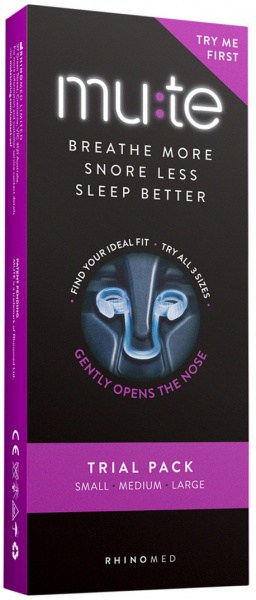 RHINOMED Mute (Breathe More, Snore Less, Sleep Better) Trial x 3 Pack (contains: 1 of each size)