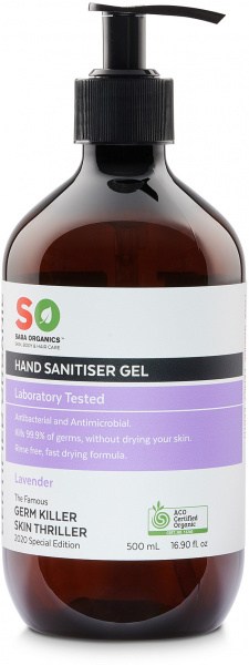 Saba Organics Hand Sanitiser Gel Lavender 500ml NOV23