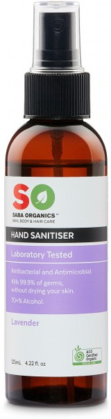Saba Organics Hand Sanitiser Lavender 125ml JAN24