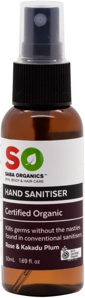 Saba Organics Hand Sanitiser Rose & Kakadu Plum 125ml NOV23