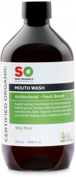 Saba Organics Mouth Wash Wild Mint 500mL