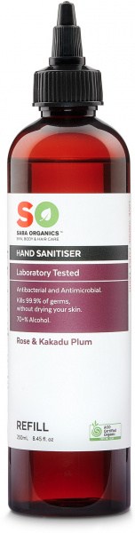 Saba Organics Refill Hand Sanitiser Rose & Kakadu Plum 250ml