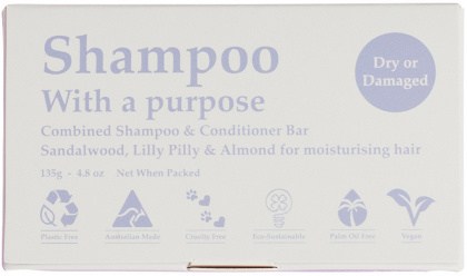 SHAMPOO WITH A PURPOSE Shampoo & Conditioner Bar Dry or Damaged 135g