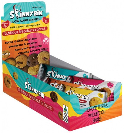 SKINNYBIK Biscuits Mixed Flavours (2 x 15g) x 18 Display (contains: 5 Mixed Flavours)