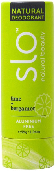 SLO NATURAL BEAUTY Natural Deodorant Stick Lime + Bergamot 55g